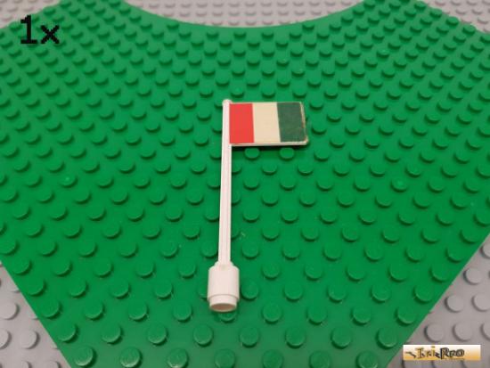 LEGO 1Stk Fahne / Flagge mit Mast 7 hoch wei beklebt 3596