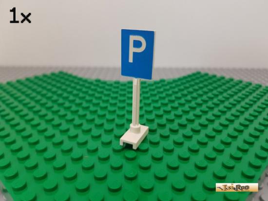 LEGO 1Stk Schild / Parken 2x2x5 wei bedruckt 675px1