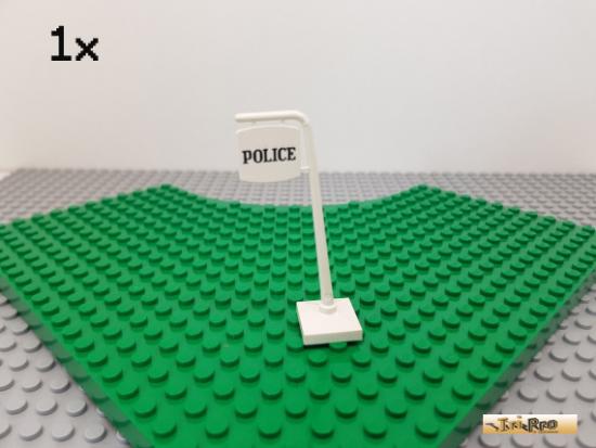 LEGO 1Stk Schild / Police 2x2x6 wei bedruckt 370