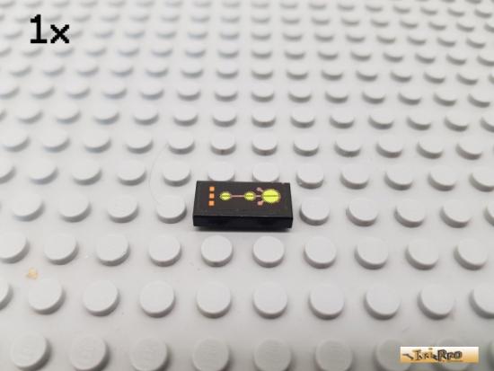 LEGO 1Stk Fliese / Kachel 1x2 schwarz beklebt 3069