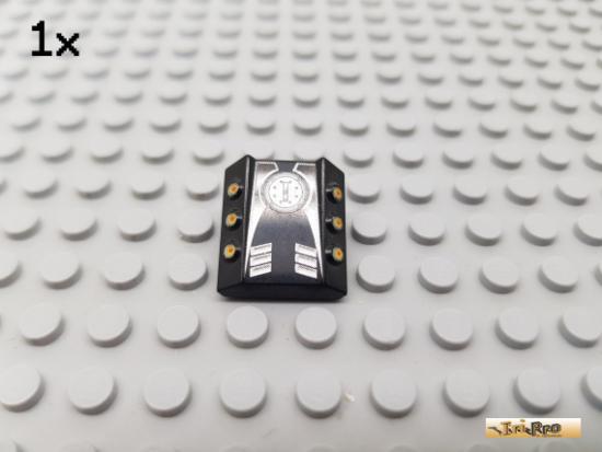 LEGO 1Stk Platte / Motorhaube 2x2 schwarz bedruckt 30603