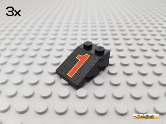 LEGO 3Stk Dachstein / Schrgstein 2x3 schwarz bedruckt 3298pb006