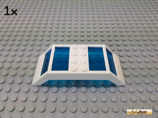 LEGO 1Stk Fenster / Paneel / Dach 4x10x2 wei + Glas trans. blau 30343