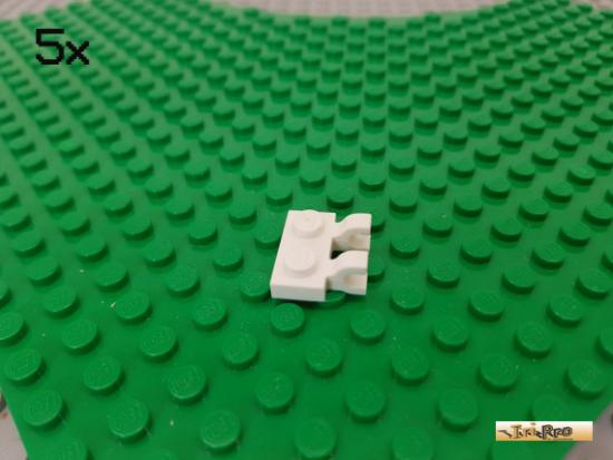 LEGO 5Stk Platte 1x2 mit 2 Clips wei 60470