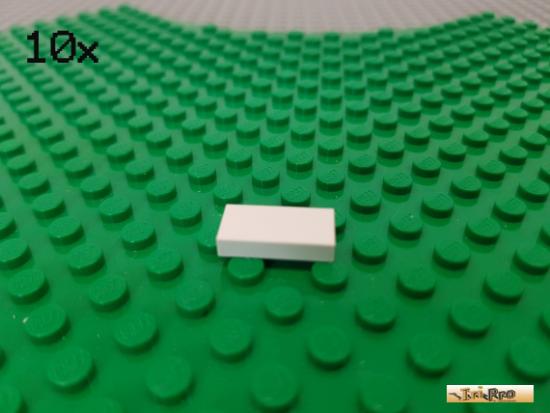 LEGO 10Stk Fliese / Kachel 1x2 wei 3069b