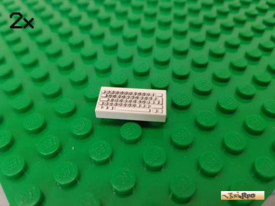 LEGO 2Stk Fliese / Kachel 1x2 bedruckt Tastatur wei 3069bpx65