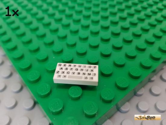 LEGO 1Stk Fliese / Kachel 1x2 wei bedruckt Tastatur 3069bp80