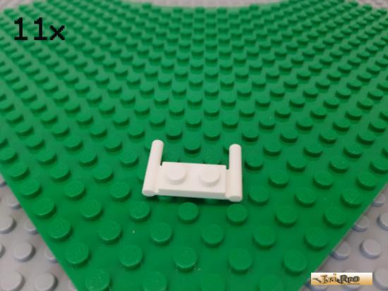 LEGO 11Stk Platte 1x2 mit 2 Griffen / Halter wei 3839