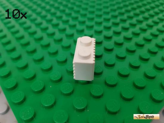 LEGO 10Stk Stein 1x2 mit Rillen vertikal / horizontal wei 2877