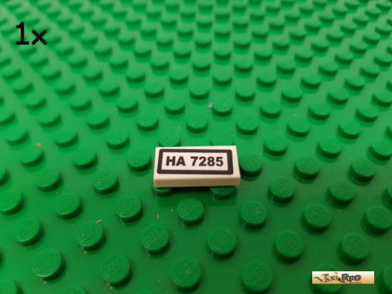 LEGO 1Stk Fliese / Kachel 1x2 wei beklebt 3069bpb197