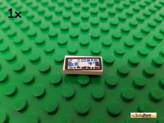 LEGO 1Stk Fliese / Kachel 1x2 wei beklebt 3069bpb025