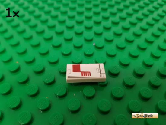 LEGO 1Stk Fliese / Kachel 1x2 wei bedruckt 3069bps4