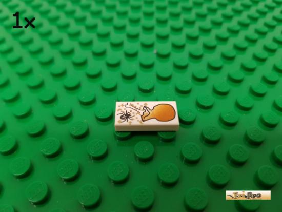 LEGO 1Stk Fliese / Kachel 1x2 wei bedruckt 3069bpx41