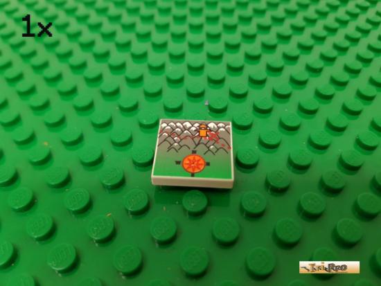 LEGO 1Stk Fliese / Kachel 2x2 wei bedruckt 3068