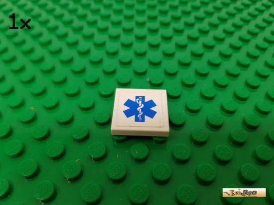 LEGO 1Stk Fliese / Kachel 2x2 wei beklebt 3068