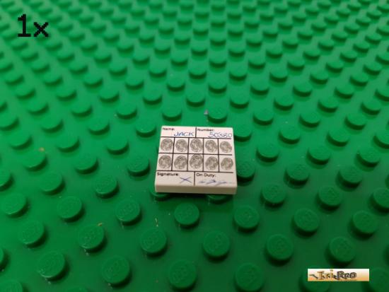 LEGO 1Stk Fliese / Kachel 2x2 wei bedruckt 3068bpb0061