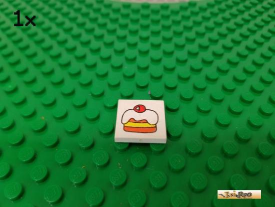 LEGO 1Stk Fliese / Kachel 2x2 wei bedruckt 3068bpx81