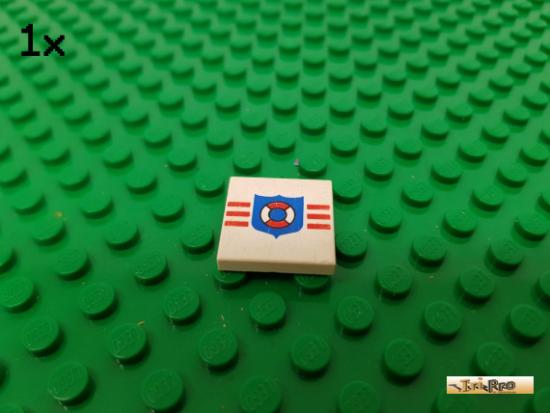 LEGO 1Stk Fliese / Kachel 2x2 wei bedruckt 3068bp66