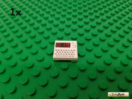 LEGO 1Stk Fliese / Kachel 2x2 wei bedruckt 3068bp80