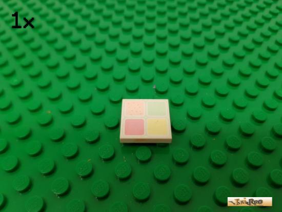 LEGO 1Stk Fliese / Kachel 2x2 wei bedruckt 3068pb19