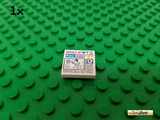 LEGO 1Stk Fliese / Kachel 2x2 wei bedruckt 3068bpb0933