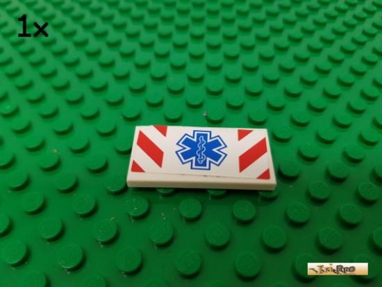 LEGO 1Stk Fliese / Kachel 2x4 wei beklebt 87079