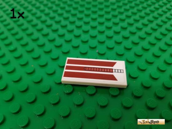 LEGO 1Stk Fliese / Kachel 2x4 wei beklebt 87079pb002