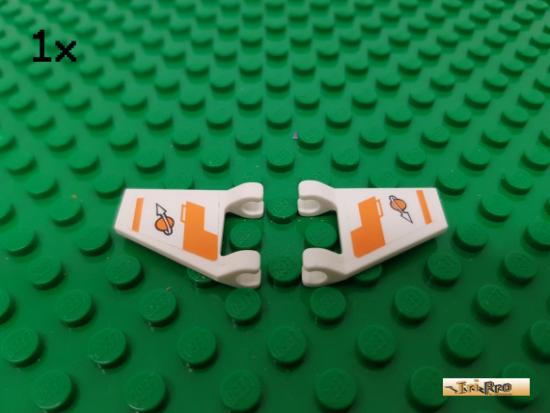 LEGO 1Stk Fahne / Flagge 2 Clips schrg L+R wei beklebt 44676