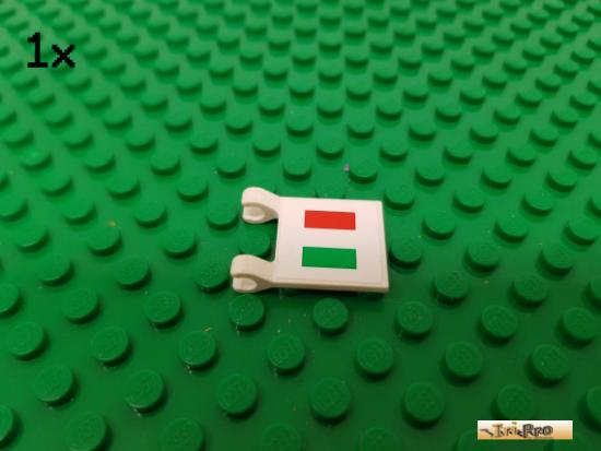 LEGO 1Stk Fahne / Flagge 2x2 / 2 Clips wei beklebt 2335