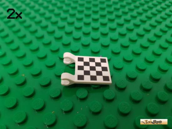 LEGO 1Stk Fahne / Flagge 2x2 / 2 Clips wei bedruckt 2335pb053