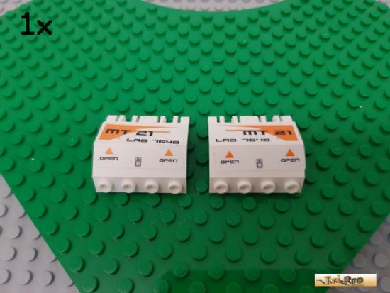 LEGO 1Stk Paneel / Klappe / Scharnier 2x4x3 L+R wei beklebt 44572