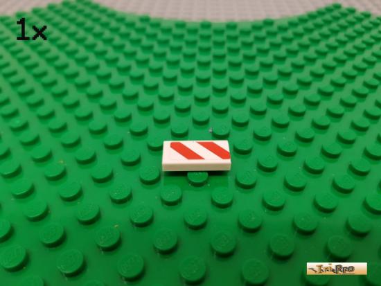 LEGO 1Stk Fliese / Kachel 1x2 wei beklebt 3069