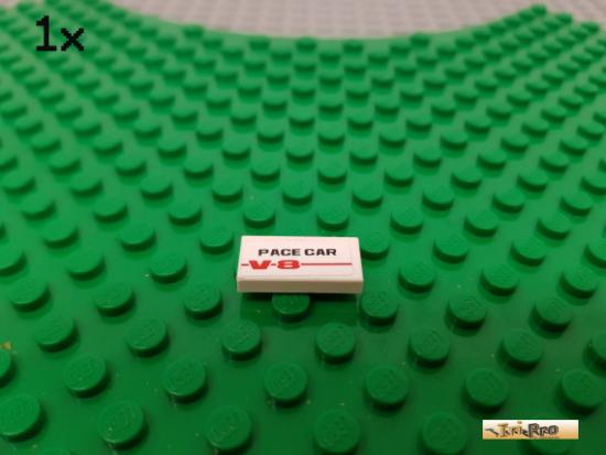 LEGO 1Stk Fliese / Kachel 1x2 wei beklebt 3069