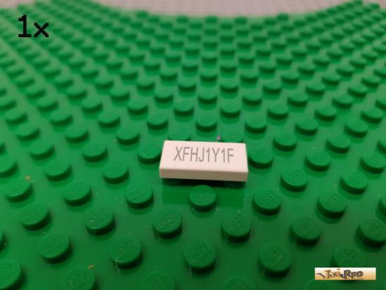 LEGO 1Stk Fliese / Kachel 1x2 wei bedruckt 3069