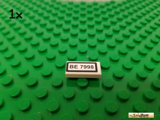 LEGO 1Stk Fliese / Kachel 1x2 wei beklebt 3069