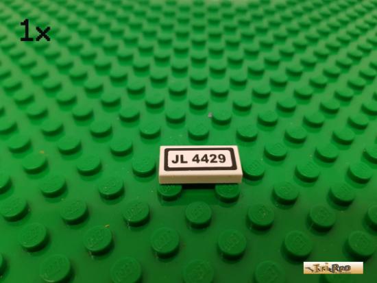 LEGO 1Stk Fliese / Kachel 1x2 wei beklebt 3069