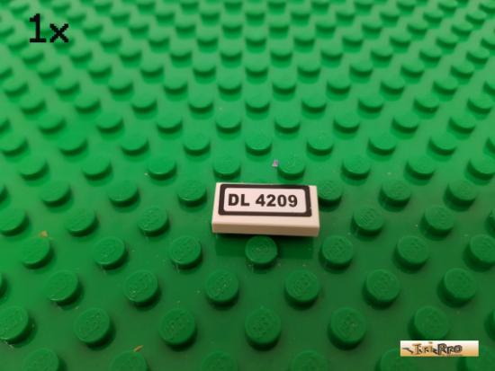 LEGO 1Stk Fliese / Kachel 1x2 wei beklebt 3069