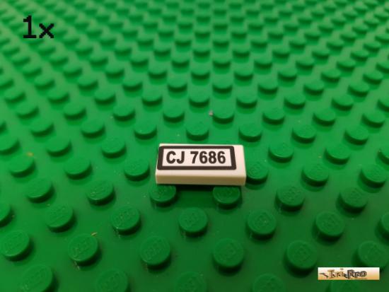 LEGO 1Stk Fliese / Kachel 1x2 wei beklebt 3069