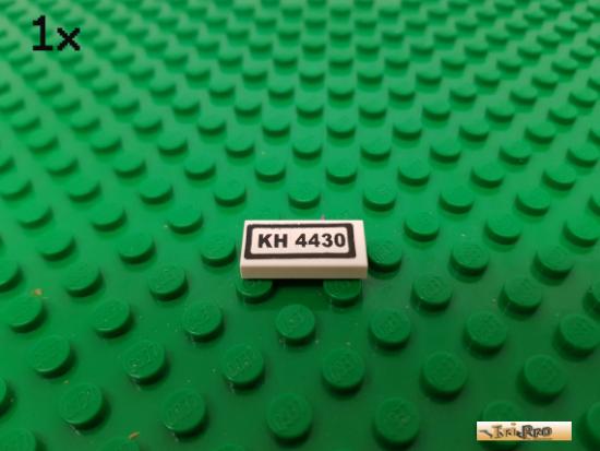 LEGO 1Stk Fliese / Kachel 1x2 wei beklebt 3069