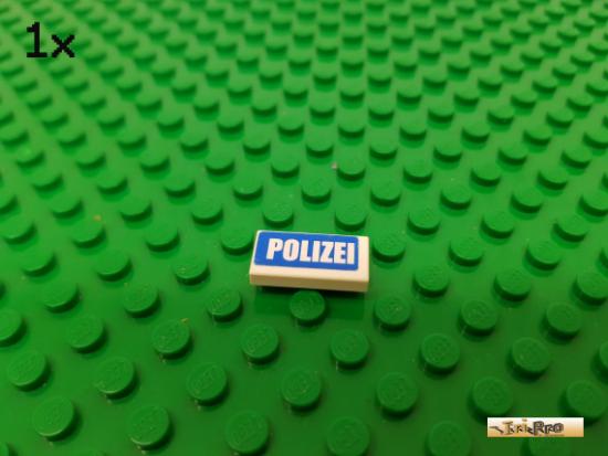 LEGO 1Stk Fliese / Kachel 1x2 wei beklebt 3069