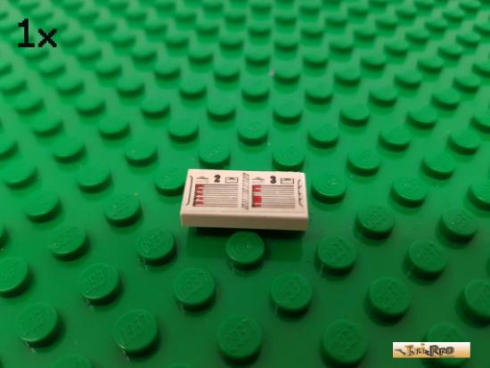 LEGO 1Stk Fliese / Kachel 1x2 wei beklebt 3069