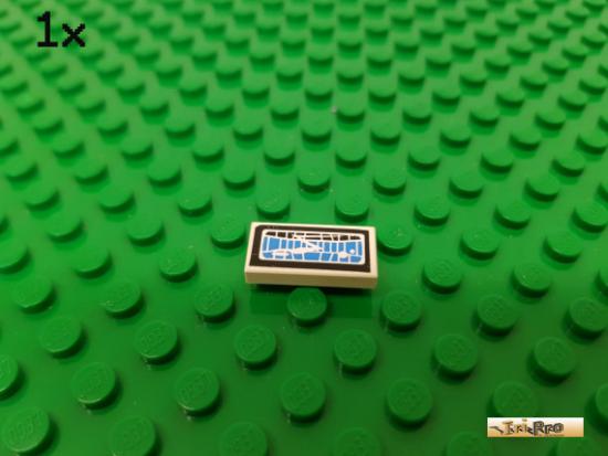 LEGO 1Stk Fliese / Kachel 1x2 wei beklebt 3069