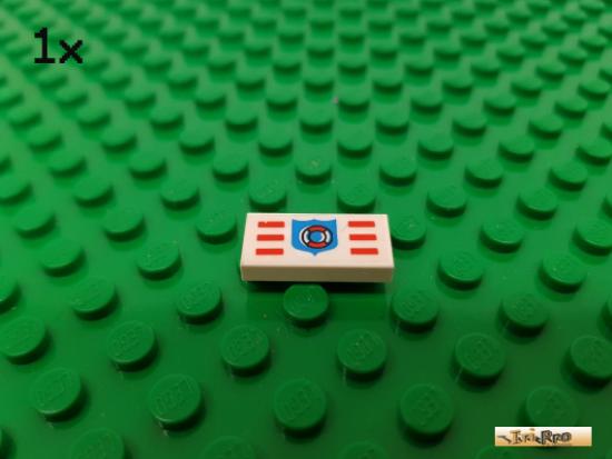 LEGO 1Stk Fliese / Kachel 1x2 wei beklebt 3069