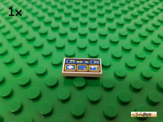 LEGO 1Stk Fliese / Kachel 1x2 wei bedruckt 3069bp61