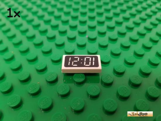 LEGO 1Stk Fliese / Kachel 1x2 wei bedruckt 3069px5