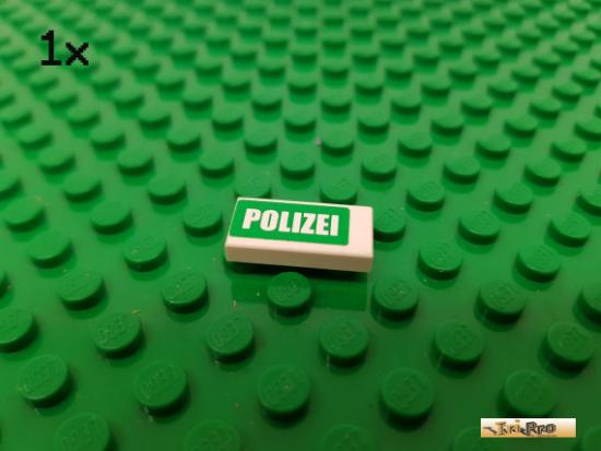 LEGO 1Stk Fliese / Kachel 1x2 wei beklebt 3069bpb156