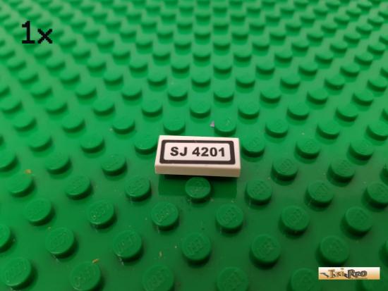 LEGO 1Stk Fliese / Kachel 1x2 wei beklebt 3069bpb240