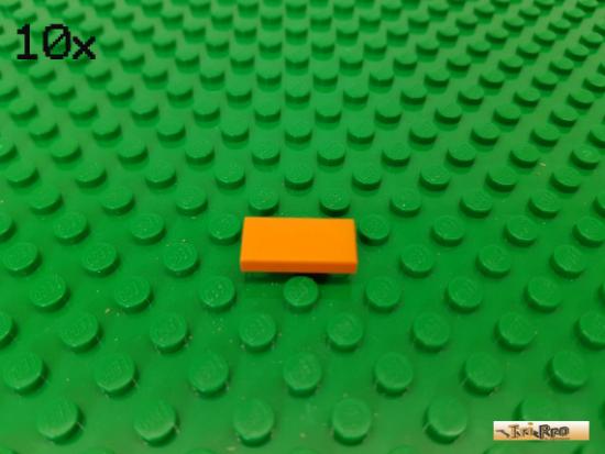 LEGO 10Stk Fliese / Kachel 1x2 orange 3069