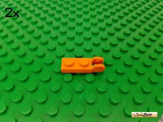 LEGO 2Stk Platte 1x2 / Scharnier / Raster orange 44302