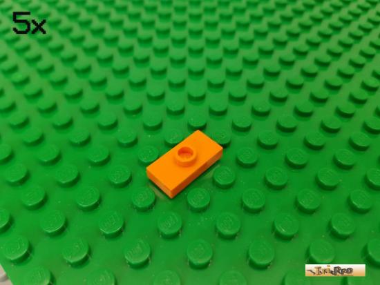 LEGO 5Stk Fliese / Kachel 1x2 mit 1 Noppe mittig orange 3794